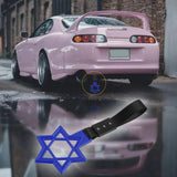 6-Star JDM Tsurikawa Drift Subway Train Bus Handle Strap – Universal Car Interior Hanging Charm, Blue Ring & Black Nylon X1