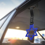 6-Star JDM Tsurikawa Drift Subway Train Bus Handle Strap – Universal Car Interior Hanging Charm, Blue Ring & Black Nylon X1