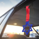 6-Star JDM Tsurikawa Drift Subway Train Bus Handle Strap – Universal Car Interior Hanging Charm, Blue Ring & Red Nylon X2