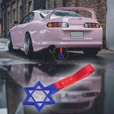 6-Star JDM Tsurikawa Drift Subway Train Bus Handle Strap – Universal Car Interior Hanging Charm, Blue Ring & Red Nylon X1