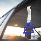 6-Star JDM Tsurikawa Drift Subway Train Bus Handle Strap – Universal Car Interior Hanging Charm, Blue Ring & Silver Nylon X2