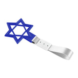 6-Star JDM Tsurikawa Drift Subway Train Bus Handle Strap – Universal Car Interior Hanging Charm, Blue Ring & Silver Nylon X2