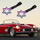 6-Star JDM Tsurikawa Drift Subway Train Bus Handle Strap – Universal Car Interior Hanging Charm, Neo Chrome Ring & Black Nylon X2