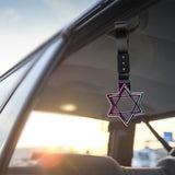6-Star JDM Tsurikawa Drift Subway Train Bus Handle Strap – Universal Car Interior Hanging Charm, Neo Chrome Ring & Black Nylon X2