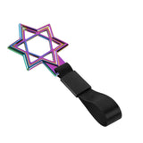 6-Star JDM Tsurikawa Drift Subway Train Bus Handle Strap – Universal Car Interior Hanging Charm, Neo Chrome Ring & Black Nylon X2
