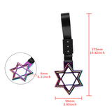 6-Star JDM Tsurikawa Drift Subway Train Bus Handle Strap – Universal Car Interior Hanging Charm, Neo Chrome Ring & Black Nylon X2