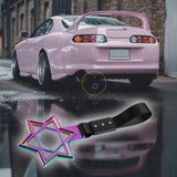6-Star JDM Tsurikawa Drift Subway Train Bus Handle Strap – Universal Car Interior Hanging Charm, Neo Chrome Ring & Black Nylon X1