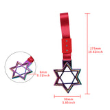 6-Star JDM Tsurikawa Drift Subway Train Bus Handle Strap – Universal Car Interior Hanging Charm, Neo Chrome Ring & Red Nylon X2