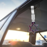 6-Star JDM Tsurikawa Drift Subway Train Bus Handle Strap – Universal Car Interior Hanging Charm, Neo Chrome Ring & Silver Nylon X1