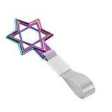 6-Star JDM Tsurikawa Drift Subway Train Bus Handle Strap – Universal Car Interior Hanging Charm, Neo Chrome Ring & Silver Nylon X1