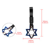 6-Star JDM Tsurikawa Drift Subway Train Bus Handle Strap – Universal Car Interior Hanging Charm, Burnt Blue Ring & Black Nylon X1