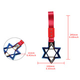 6-Star JDM Tsurikawa Drift Subway Train Bus Handle Strap – Universal Car Interior Hanging Charm, Burnt Blue Ring & Red Nylon X2