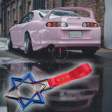 6-Star JDM Tsurikawa Drift Subway Train BusHandle Strap – Universal Car Interior Hanging Charm, Burnt Blue Ring & Red Nylon X1