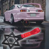 6-Star JDM Tsurikawa Drift Subway Train BusHandle Strap – Universal Car Interior Hanging Charm, Carbon Fiber Style Ring & Red Nylon X1