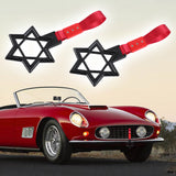 6-Star JDM Tsurikawa Drift Subway Train Bus Handle Strap – Universal Car Interior Hanging Charm, Carbon Fiber Style Ring & Red Nylon X2
