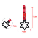 6-Star JDM Tsurikawa Drift Subway Train Bus Handle Strap – Universal Car Interior Hanging Charm, Carbon Fiber Style Ring & Red Nylon X2