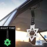 6-Star Glow-in-the-Dark JDM Tsurikawa Drift Subway Train Bus Handle Strap – Universal Car Interior Hanging Charm, White Ring & Black Nylon X1