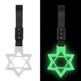 6-Star Glow-in-the-Dark JDM Tsurikawa Drift Subway Train Bus Handle Strap – Universal Car Interior Hanging Charm, White Ring & Black Nylon X1