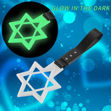6-Star Glow-in-the-Dark JDM Tsurikawa Drift Subway Train Bus Handle Strap – Universal Car Interior Hanging Charm, White Ring & Black Nylon X1