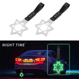 6-Star Glow-in-the-Dark JDM Tsurikawa Drift Subway Train Bus Handle Strap – Universal Car Interior Hanging Charm, White Ring & Black Nylon X1