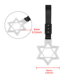 6-Star Glow-in-the-Dark JDM Tsurikawa Drift Subway Train Bus Handle Strap – Universal Car Interior Hanging Charm, White Ring & Black Nylon X1