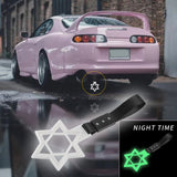 6-Star Glow-in-the-Dark JDM Tsurikawa Drift Subway Train Bus Handle Strap – Universal Car Interior Hanging Charm, White Ring & Black Nylon X1