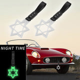 6-Star Glow-in-the-Dark JDM Tsurikawa Drift Subway Train Bus Handle Strap – Universal Car Interior Hanging Charm, White Ring & Black Nylon X1