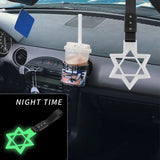 6-Star Glow-in-the-Dark JDM Tsurikawa Drift Subway Train Bus Handle Strap – Universal Car Interior Hanging Charm, White Ring & Black Nylon X1