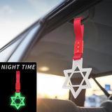 6-Star Glow-in-the-Dark JDM Tsurikawa Drift Subway Train Bus Handle Strap – Universal Car Interior Hanging Charm, White Ring & Red Nylon X1