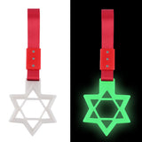 6-Star Glow-in-the-Dark JDM Tsurikawa Drift Subway Train Bus Handle Strap – Universal Car Interior Hanging Charm, White Ring & Red Nylon X1