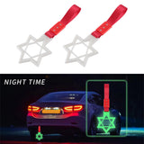 6-Star Glow-in-the-Dark JDM Tsurikawa Drift Subway Train Bus Handle Strap – Universal Car Interior Hanging Charm, White Ring & Red Nylon X1
