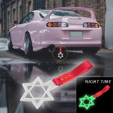 6-Star Glow-in-the-Dark JDM Tsurikawa Drift Subway Train Bus Handle Strap – Universal Car Interior Hanging Charm, White Ring & Red Nylon X1