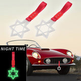6-Star Glow-in-the-Dark JDM Tsurikawa Drift Subway Train Bus Handle Strap – Universal Car Interior Hanging Charm, White Ring & Red Nylon X2