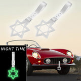 6-Star Glow-in-the-Dark JDM Tsurikawa Drift Subway Train Bus Handle Strap – Universal Car Interior Hanging Charm, White Ring & Silver Nylon X2