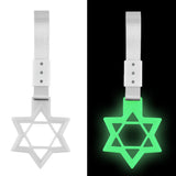 6-Star Glow-in-the-Dark JDM Tsurikawa Drift Subway Train Bus Handle Strap – Universal Car Interior Hanging Charm, White Ring & Silver Nylon X2