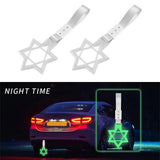 6-Star Glow-in-the-Dark JDM Tsurikawa Drift Subway Train Bus Handle Strap – Universal Car Interior Hanging Charm, White Ring & Silver Nylon X2