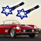 6-Star JDM Tsurikawa Drift Subway Train Bus Handle Strap – Universal Car Interior Hanging Charm, Blue Ring & Black PVC X2