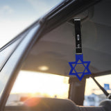 6-Star JDM Tsurikawa Drift Subway Train Bus Handle Strap – Universal Car Interior Hanging Charm, Blue Ring & Black PVC X2