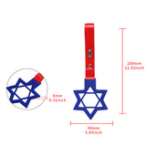 6-Star JDM Tsurikawa Drift Subway Train Bus Handle Strap – Universal Car Interior Hanging Charm, Blue Ring & Red PVC X1