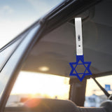 6-Star JDM Tsurikawa Drift Subway Train Bus Handle Strap – Universal Car Interior Hanging Charm, Blue Ring & White PVC X1