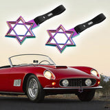 6-Star JDM Tsurikawa Drift Subway Train Bus Handle Strap – Universal Car Interior Hanging Charm, Neo Chrome Ring & Black PVC X2