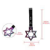 6-Star JDM Tsurikawa Drift Subway Train Bus Handle Strap – Universal Car Interior Hanging Charm, Neo Chrome Ring & Black PVC X2