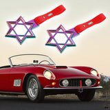 6-Star JDM Tsurikawa Drift Subway Train Bus Handle Strap – Universal Car Interior Hanging Charm, Neo Chrome Ring & Red PVC X2