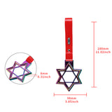 6-Star JDM Tsurikawa Drift Subway Train Bus Handle Strap – Universal Car Interior Hanging Charm, Neo Chrome Ring & Red PVC X1