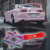 6-Star JDM Tsurikawa Drift Subway Train Bus Handle Strap – Universal Car Interior Hanging Charm, Neo Chrome Ring & Red PVC X1