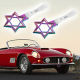 6-Star JDM Tsurikawa Drift Subway Train Bus Handle Strap – Universal Car Interior Hanging Charm, Neo Chrome Ring & White PVC X2