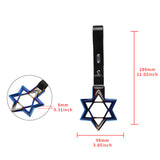 6-Star JDM Tsurikawa Drift Subway Train Bus Handle Strap – Universal Car Interior Hanging Charm, Burnt Blue Ring & Black PVC X2