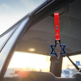 6-Star JDM Tsurikawa Drift Subway Train Bus Handle Strap – Universal Car Interior Hanging Charm, Burnt Blue Ring & Red PVC X1