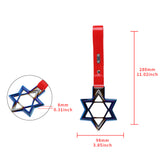 6-Star JDM Tsurikawa Drift Subway Train Bus Handle Strap – Universal Car Interior Hanging Charm, Burnt Blue Ring & Red PVC X1
