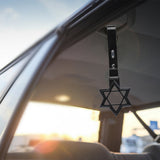 6-Star JDM Tsurikawa Drift Subway Train Bus Handle Strap – Universal Car Interior Hanging Charm, Carbon Fiber Style Ring & Black PVC X1